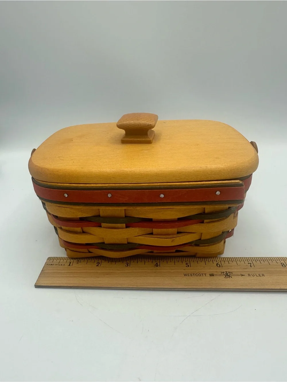 Longaberger 1997 All American Patriot Basket Combo Handle Lid Plastic Liner